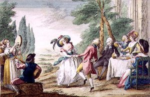Igrzyska florenckie, taniec (kolorowa grawerunek)
