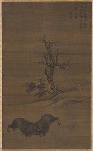 Herdboys i Buffalo w krajobrazie, 1200s. autorstwa Guo Min