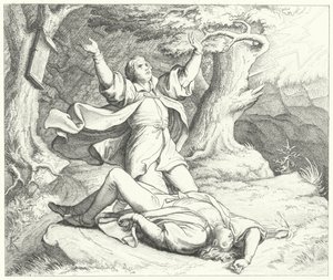 Alexis, przyjaciel Marcina Lutra, po tym, jak podczas ich podróży został uderzony piorunem, 1505