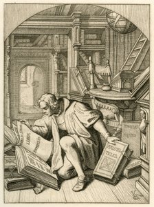 Luter czyta w bibliotece uniwersyteckiej w Erfurcie. Znalazł łacińską Biblię autorstwa Gustav Ferdinand Leopold Konig