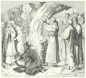 Marcin Luter palący bullę papieską w Wittenberdze, 1520 autorstwa Gustav Ferdinand Leopold Konig