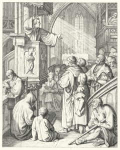 Marcin Luter wygłaszający kazanie (grawerowanie) autorstwa Gustav Ferdinand Leopold Konig