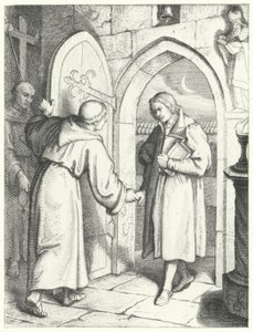 Marcin Luter wchodzący do klasztoru św. Augustyna w Erfurcie 17 lipca 1505 r. autorstwa Gustav Ferdinand Leopold Konig