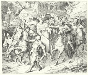 Marcin Luter zostaje uprowadzony po powrocie z sejmu w Wormacji, 1521 autorstwa Gustav Ferdinand Leopold Konig