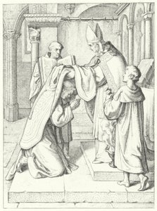Marcin Luter zostaje wyświęcony na kapłana przez Jerome Scultetus, biskupa brandenburskiego w katedrze w Erfurcie, 3 kwietnia 1507 autorstwa Gustav Ferdinand Leopold Konig