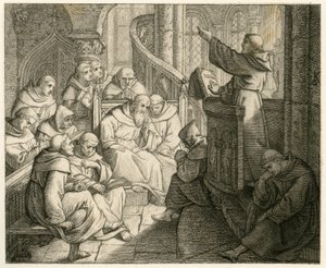 Marcin Luter głosi kazanie w klasztorze przed Staupitzem, swoim przyjacielem ze strony ojca autorstwa Gustav Ferdinand Leopold Konig
