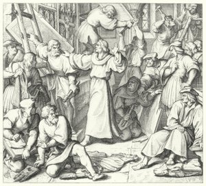 Marcin Luter powstrzymuje obrazoburców w Wittenberdze (grafika) autorstwa Gustav Ferdinand Leopold Konig