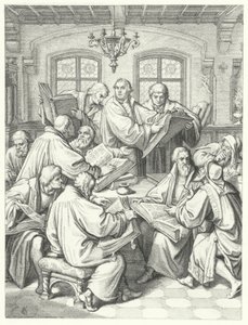 Marcin Luter tłumaczy Biblię na język niemiecki (grafika) autorstwa Gustav Ferdinand Leopold Konig