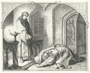 Marcin Luter z kupcem Hansem Kohlhase (grafika) autorstwa Gustav Ferdinand Leopold Konig