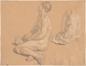 Siedzący mężczyzna nagi, a potem ubrany autorstwa Gustav Heinrich Naeke