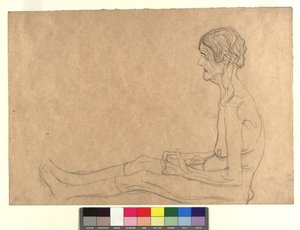 Aktstudie einer sitzenden alten Frau autorstwa Gustav Klimt