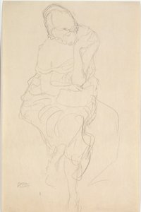 Widok z przodu osoby siedzącej na stołku autorstwa Gustav Klimt
