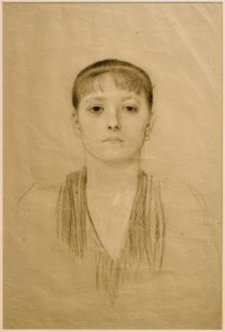 Portret dziewczynki w połowie długości z przodu autorstwa Gustav Klimt