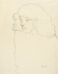 Półdługi portret dziewczyny w trzech czwartych profilu z lewej strony autorstwa Gustav Klimt