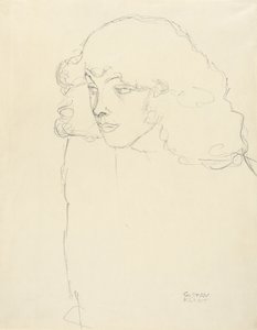 Portret połówkowy dziewczyny w 3/4 profilu, 1913 autorstwa Gustav Klimt