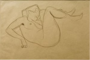 Naga dziewczyna przykucnięta z podciągniętymi udami (badanie) autorstwa Gustav Klimt