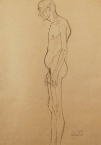 Mężczyźni nago; nagi mężczyzna po lewej stronie, autorstwa Gustav Klimt