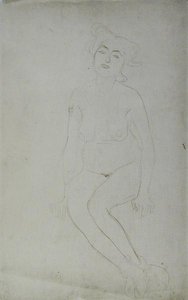 Суусан нүцгэн эмэгтэй, 1903 он (Японы цаасан дээрх харандаа, улаан өнгийн харандаа) (б/б зураг)поли autorstwa Gustav Klimt