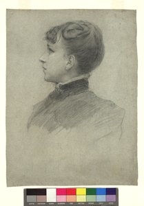 Portret siostry Gustava Klimta, Hermine, w profilu w lewo autorstwa Gustav Klimt