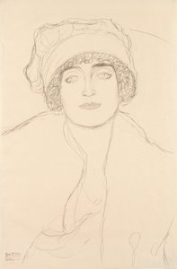 Portret w kapeluszu, 1917-118 autorstwa Gustav Klimt