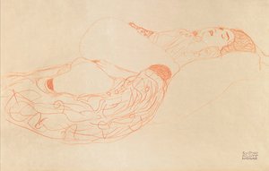 Leżąca półnaga masturbacja, 1912-1913 autorstwa Gustav Klimt