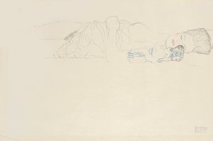 Półnagi w pozycji leżącej w prawo, ok. 1914-15 autorstwa Gustav Klimt