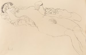 Leżąca akt kobiecy, w lewo, 1917. autorstwa Gustav Klimt