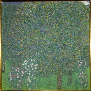 Krzaki róż pod drzewami autorstwa Gustav Klimt