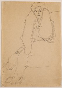 Siedząc po lewej stronie, górna część ciała pochylona do przodu; Siedzi w lewo, tułów z przodu, lewy podparty, 1904-1905 autorstwa Gustav Klimt