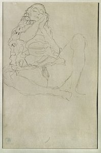Siedząc półnago z zamkniętymi oczami autorstwa Gustav Klimt