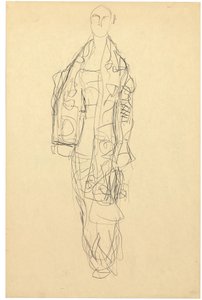 Stojąca dama z peleryną, ok. 1914-16 (ołówek na papierze) autorstwa Gustav Klimt