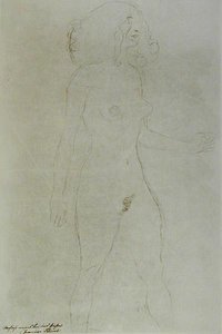 Akt Stojący (ołówek na papierze) (zdjęcie czarno-białe) autorstwa Gustav Klimt