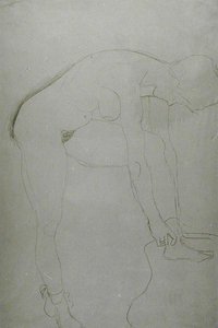 Stojący akt z podniesionymi nogami, ok. 1907 (ołówek na papierze japońskim) (zdjęcie czarno-białe) autorstwa Gustav Klimt