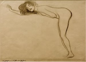 Stojąca naga dziewczyna z ciałem pochylonym w lewo autorstwa Gustav Klimt