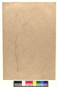 Studie zu einem stehenden weiblichen Akt, die Hände an die Wange gelegt autorstwa Gustav Klimt