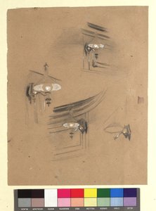 Studien zum "Zuschauerraum im Alten Burgtheater": Studien von vier Lampen autorstwa Gustav Klimt