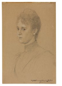 Studium do portretu (pani Heymann), ok. 1892 (ołówek z białą farbą na papierze bufiastym) autorstwa Gustav Klimt
