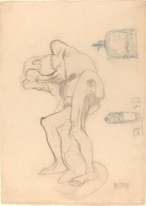 Studium nagiej staruszki zaciskającej pięści i dwa przedmioty dekoracyjne autorstwa Gustav Klimt