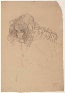 Studium głowy kobiety w trzech czwartych profilu Studium nieczystości we fryzie Beethovena, ok. 1901-1902 autorstwa Gustav Klimt