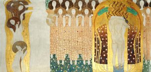 Fryz Beethovena, Detal: Sztuka, Chór Raju, Uścisk, 1902 autorstwa Gustav Klimt