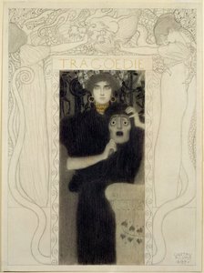 Tragedia. Studium do alegorii Tragedii (pióro i tusz, biały pył) autorstwa Gustav Klimt