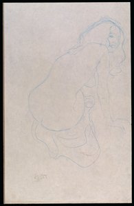Kobieta pochylona w prawo z długimi włosami, ok. 1910-11 autorstwa Gustav Klimt