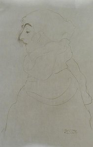 Kobieta w profilu, c.1904-06 (ołówek na papierze) (zdjęcie czarno-białe) autorstwa Gustav Klimt