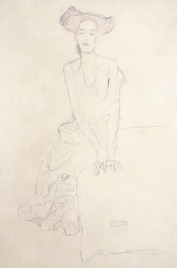 Młoda Kobieta, podtrzymująca się Rękami autorstwa Gustav Klimt