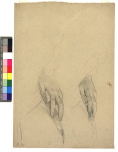 Zwei Handstudien, Finger ans Ohr gelegt autorstwa Gustav Klimt
