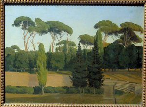 W ogrodach Villa Borghese. Obraz Gustafa Wilhema Palm (1810-1890) Ec. Pozwany. autorstwa Gustav Palm