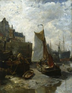 Odpływ w porcie w Antwerpii autorstwa Gustav Schönleber