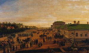 Car Mikołaj powracający z defilady wojskowej w Krasnoe Selo, 1848