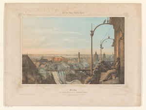 Widok na Monachium widziany z kościoła św. Piotra Monachium vom St. Peters-Thürme aus in nordwestlicher Richtung (tytuł na obiekcie) Album przedstawiony Ludwikowi Bawarskiemu (tytuł serii) Album König-Ludwigs (tytuł serii na obiekcie) autorstwa Gustav Seeberger
