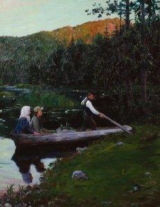 Niedzielny wieczór nad jeziorem autorstwa Gustav Wentzel